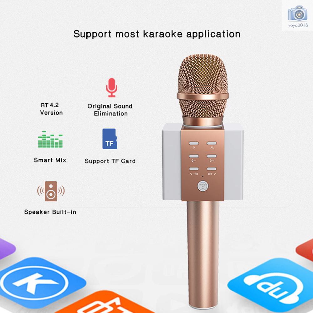 handheld wireless karaoke microphone with portable bluetooth speaker