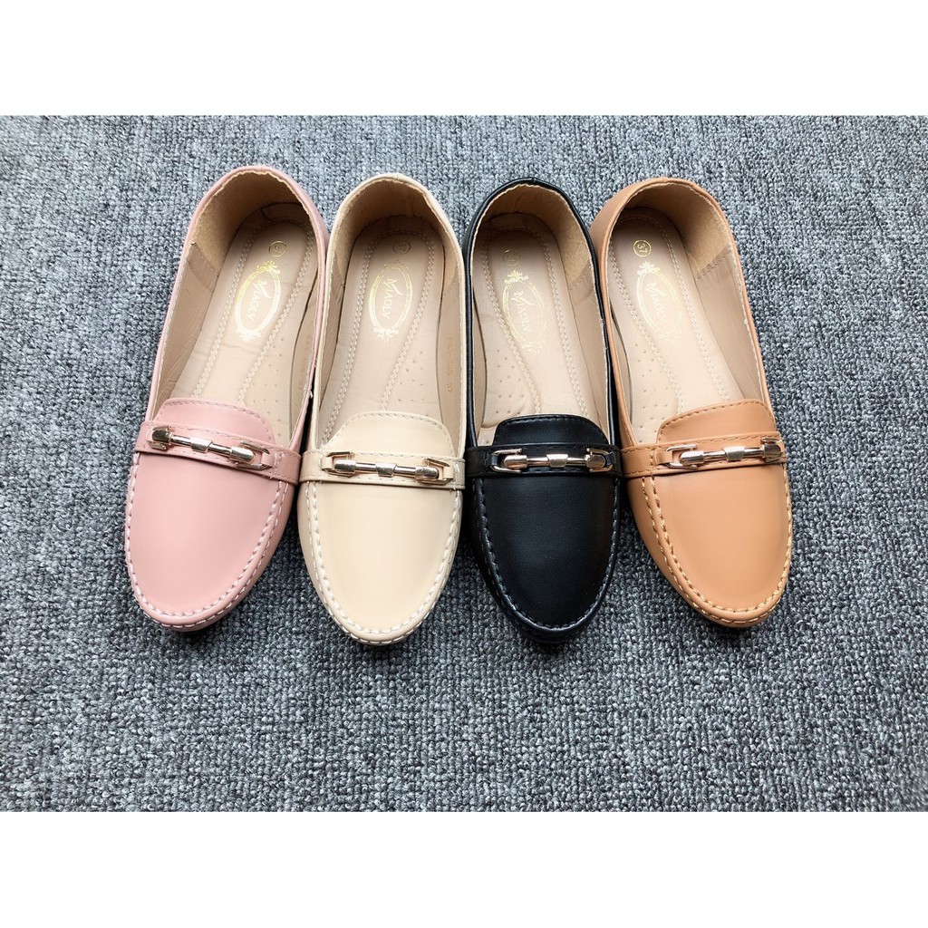 Korean Women doll shoes flat shoes loafers black shoe 525 | Shopee ...