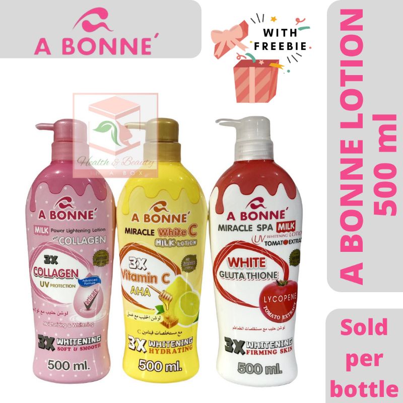 A BONNE LOTION 500ML. COLLAGEN UV.PROTECTION / WHITE GLUTATHIONE / AHA