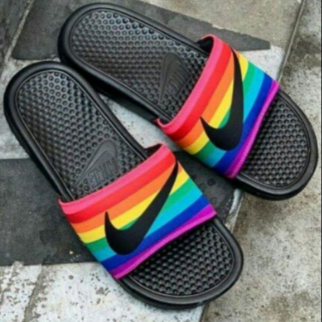 nike benassi rainbow slides