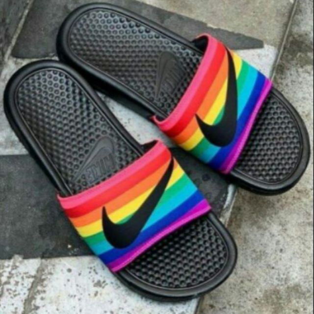 nike rainbow flip flops