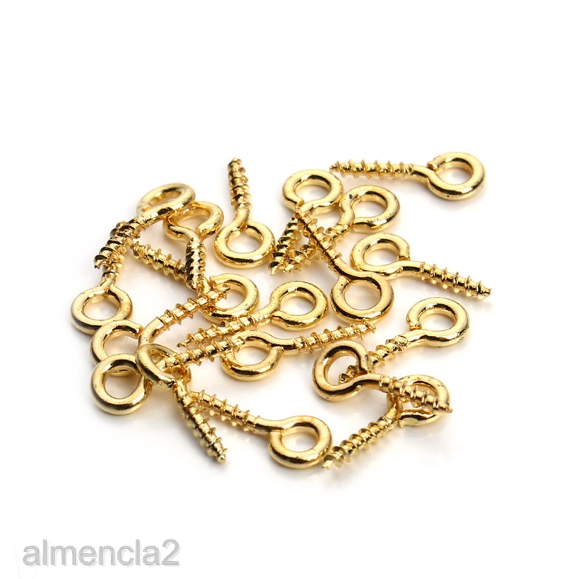 200pcs Gold Screw Eye Pins Eyelets Screw for Keychain Clay