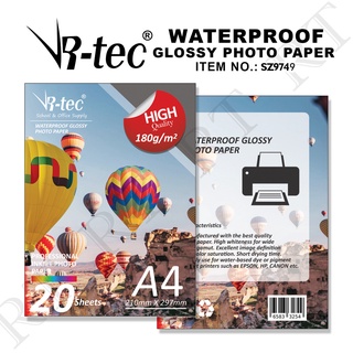 RTEC Satin Photo Paper A4 Sizes Waterproof 180/200 Gsm 20 Sheets High Glossy Photo Paper