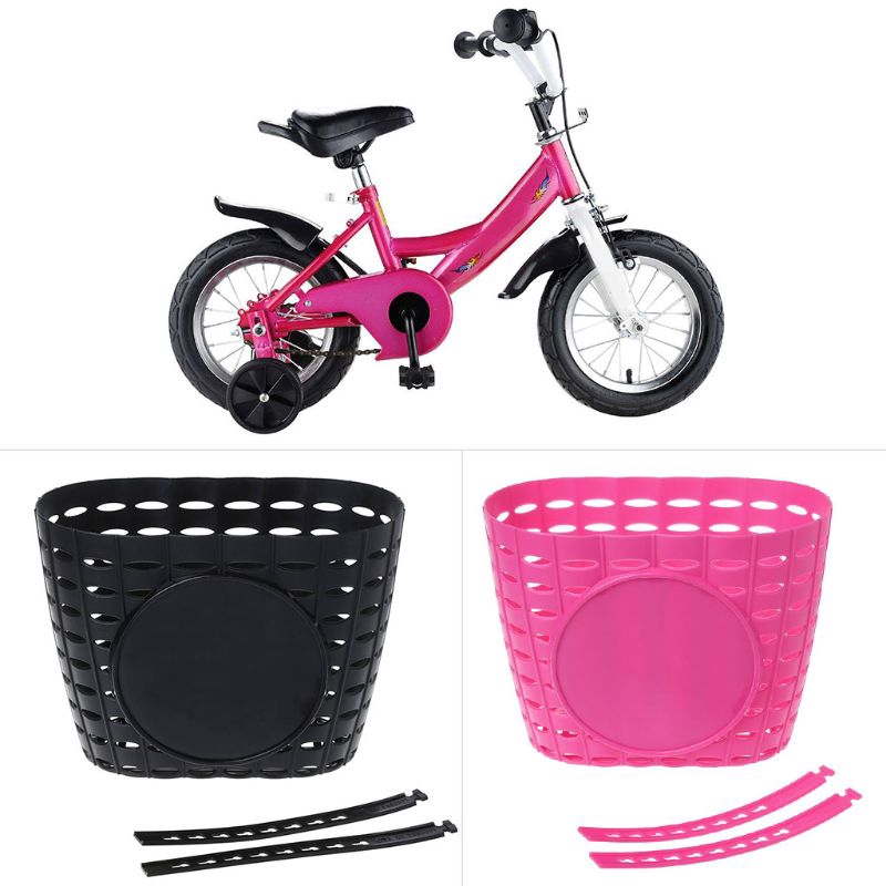 pink toddler bike with basket