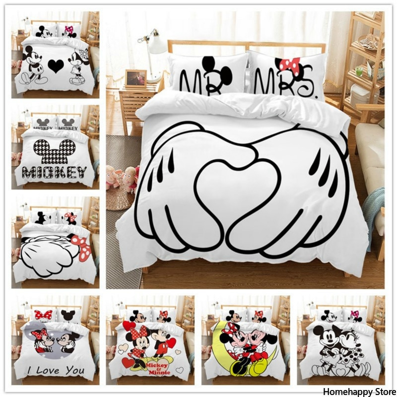Disney Mickey Minnie Mouse Cartoon, Queen Size Mickey And Minnie Bedding