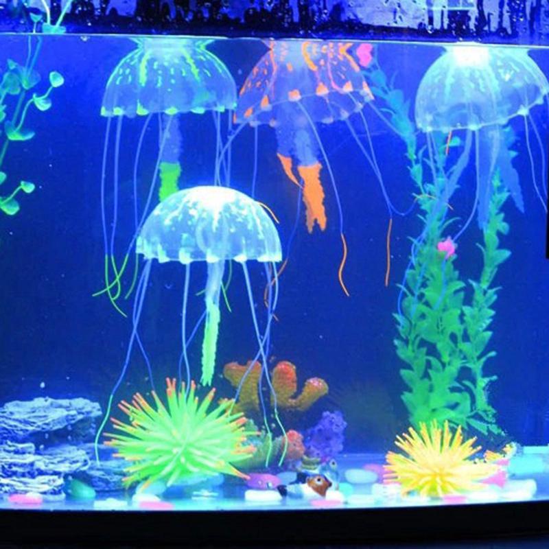 【Fast Delivery】 Soft Colorful Silicone Aquarium Artificial Jellyfish Fluorescent Floating jelly 【Veemm】 #6