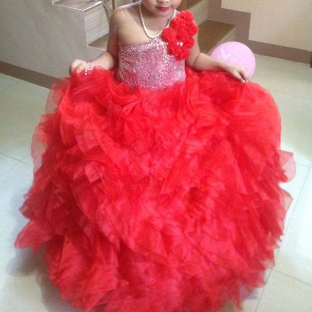 red ball gown for kids
