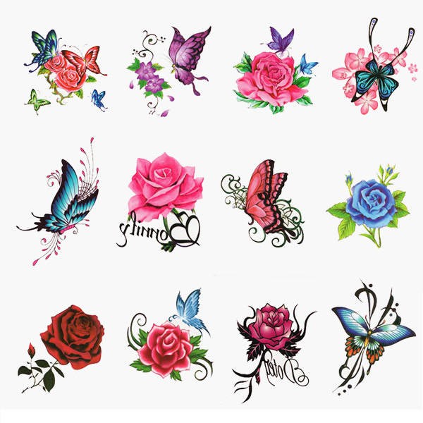 Tattoo Sticker Waterproof Lasting Female Rose Flower Butterfly Small Fresh Personality Cover Sti592 Shopee Philippines