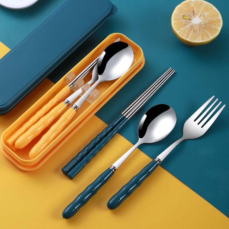 3 in 1 Chopsticks Spoon and Fork travel Creative Metal Cutlery Set 304 Stainless Shopee