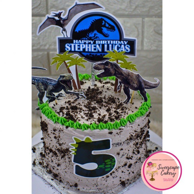 Dinosaur Jurassic Park Cake Cupcake Toppers Personalized Shopee Philippines