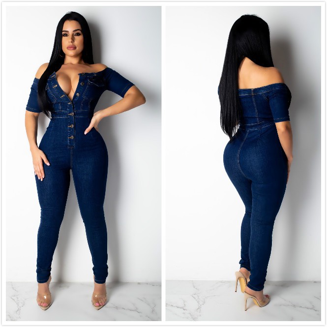 denim bodycon jumpsuit