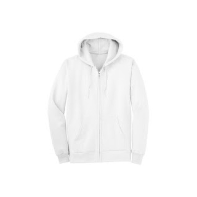 white hoodie with zipper