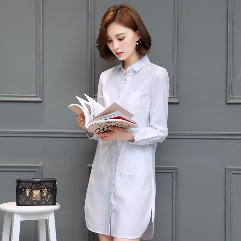 women's white long sleeve dress shirt