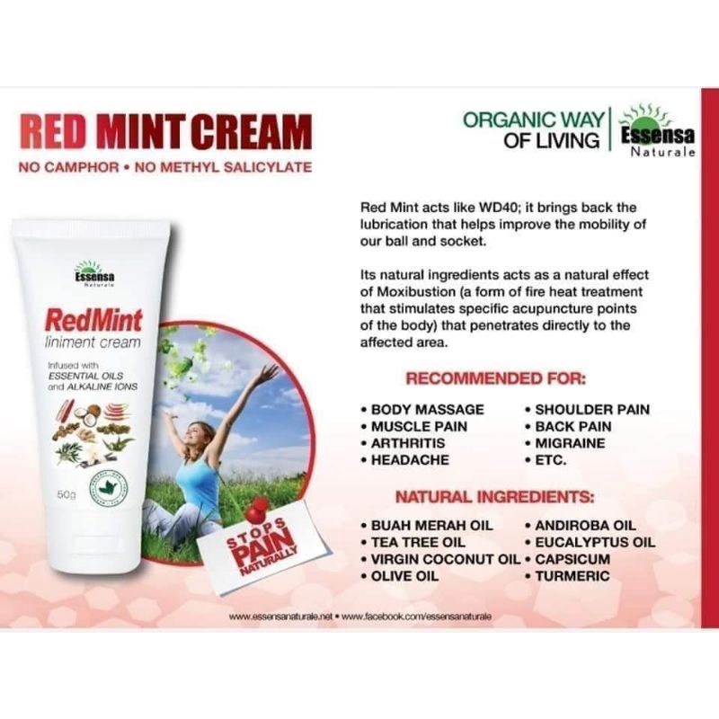 RED MINT CREAM (WITH ESSENTIAL OILS & ALKALINE IONS) Shopee Philippines