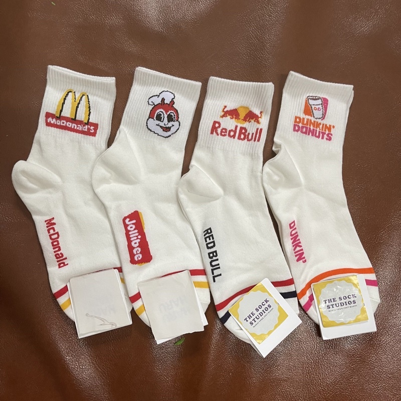 Korean Socks- Brand Logo Dunkin Jollibee McDo Redbull Socks - Iconic ...