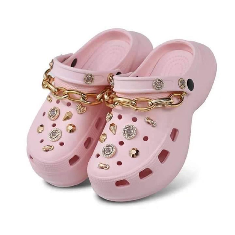 Croc$ Bae Clog w/ Chain & Free Luxury Jibbitz for Ladies (36-37-38-39 ...