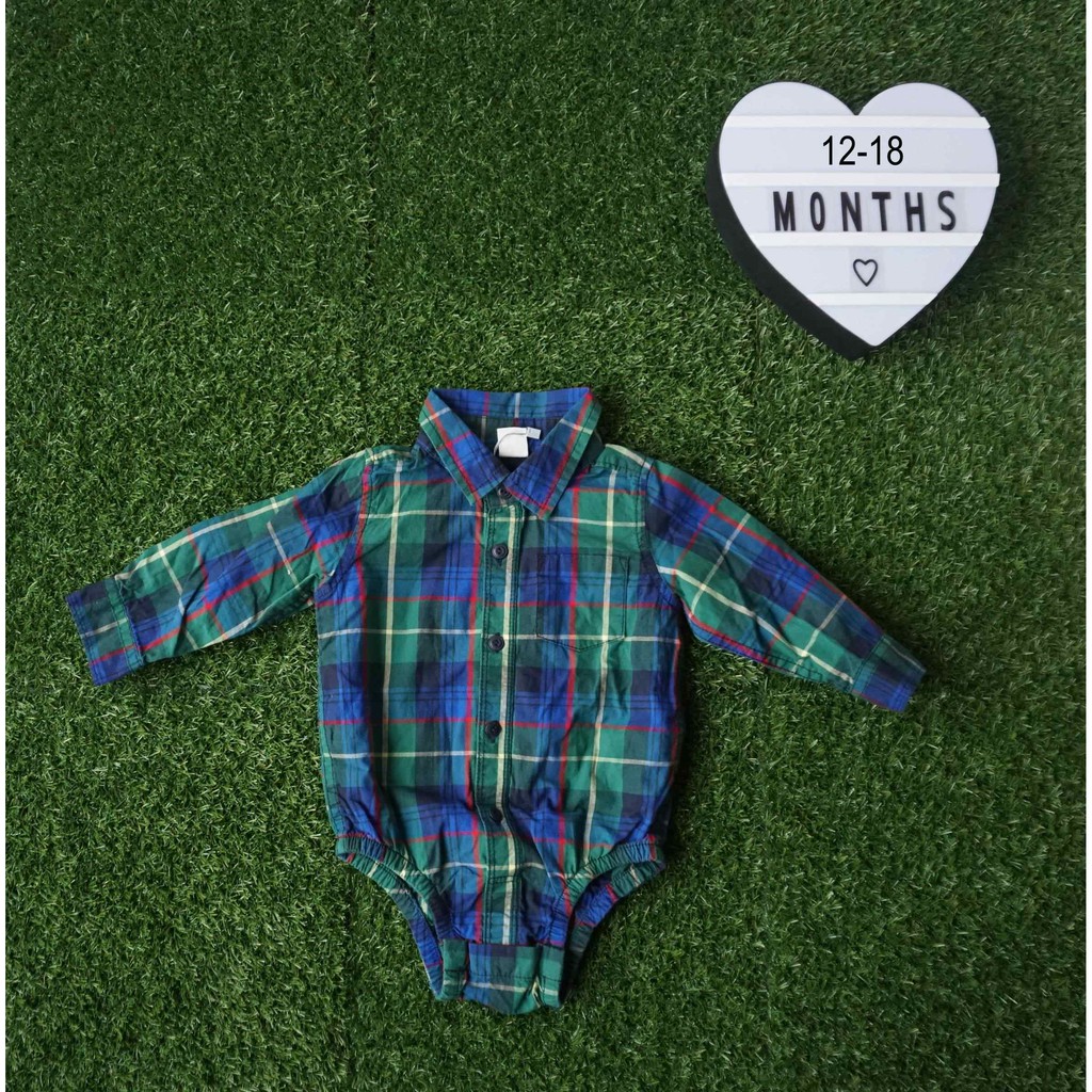 plaid onesie baby