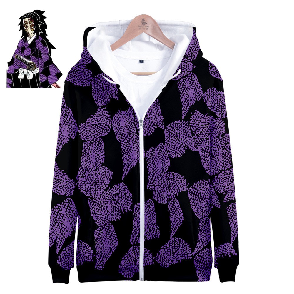 Anime Demon Slayer Kimetsu No Yaiba Kokushibou Cosplay 3d Printed Zip Up Hoodie Jacket Shopee Philippines