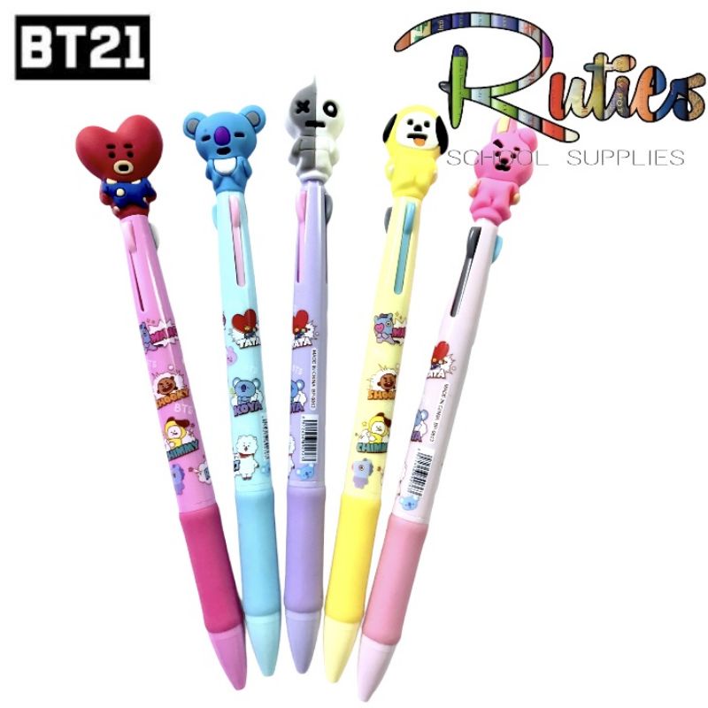 BTS BT21 KPOP 3-IN-1 MULTI-COLOR BALLPOINT PENS | Shopee Philippines