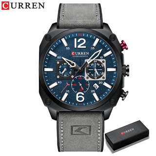 Curren Men's Watches Fashion Casual Quartz Sporty Wristwatches 2021 Male Chronograph Leather Luminous Waterproof Watch 8398l #1