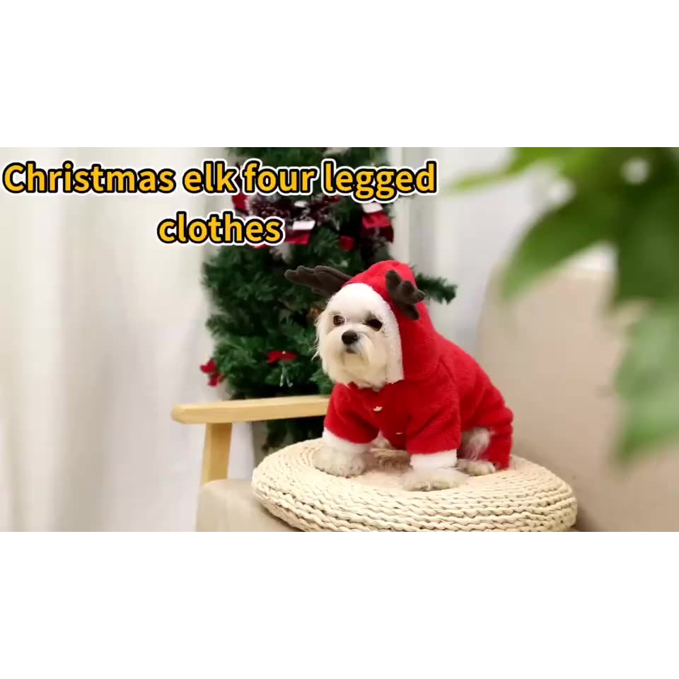 MOLAMGO Dog clothes Christmas dress up Elk transformed into pet clothes sweaters pet Christmas hoodies #6
