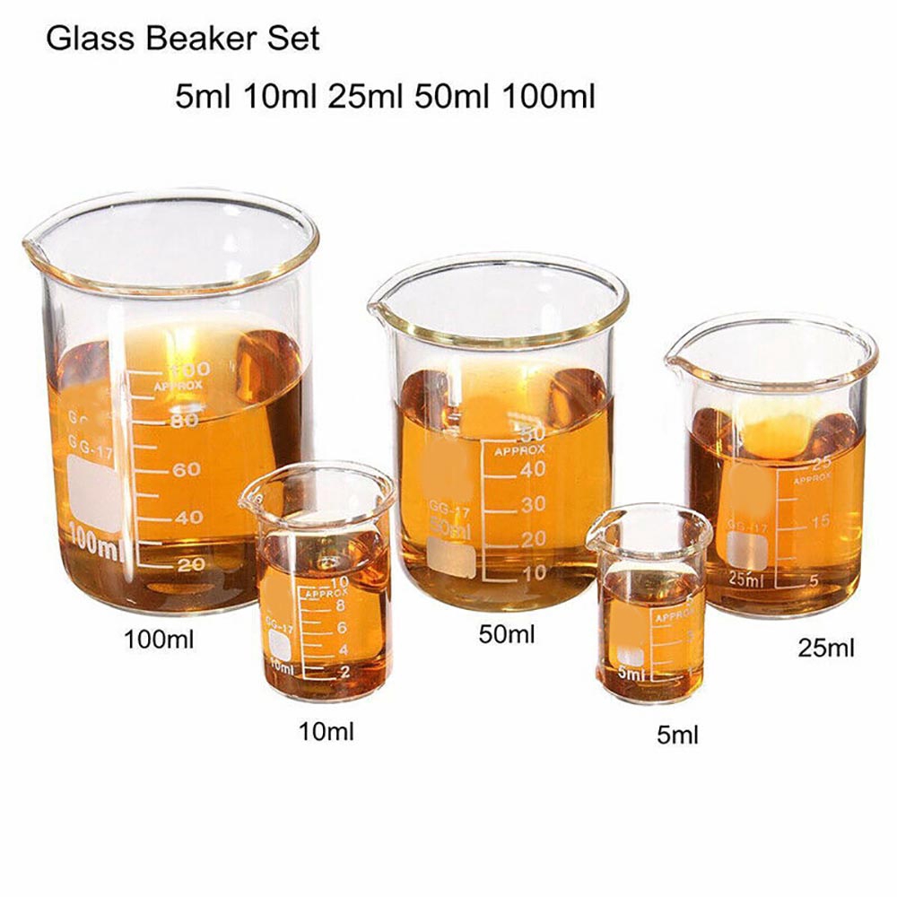 1set Low Form Glass Beaker 5 10 25 50 100ml Borosilicate Measuring Lab Glassware Smxp Shopee 0428