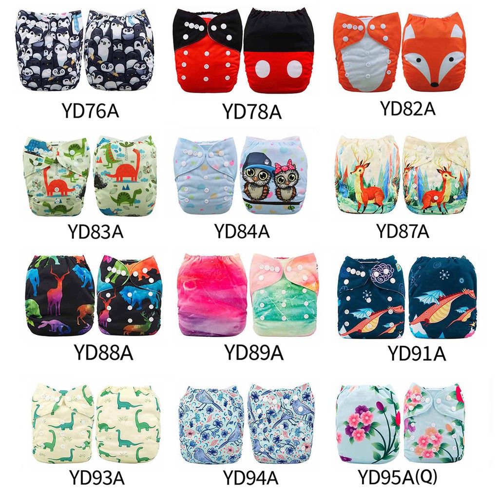 ALVA Baby Cloth Diapers Printin One Size Reusable Washable Pocket