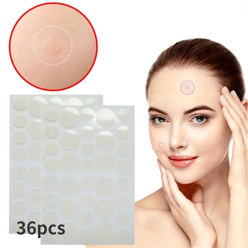 36 Pcs/Sheet Hydrocolloid Invisible Acne Removal Patches / Breathable ...