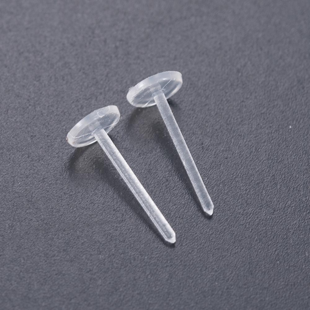 50 Pair General Purpose Clear Plastic Anti-Allergy Ear Stud Replacement Plug #8