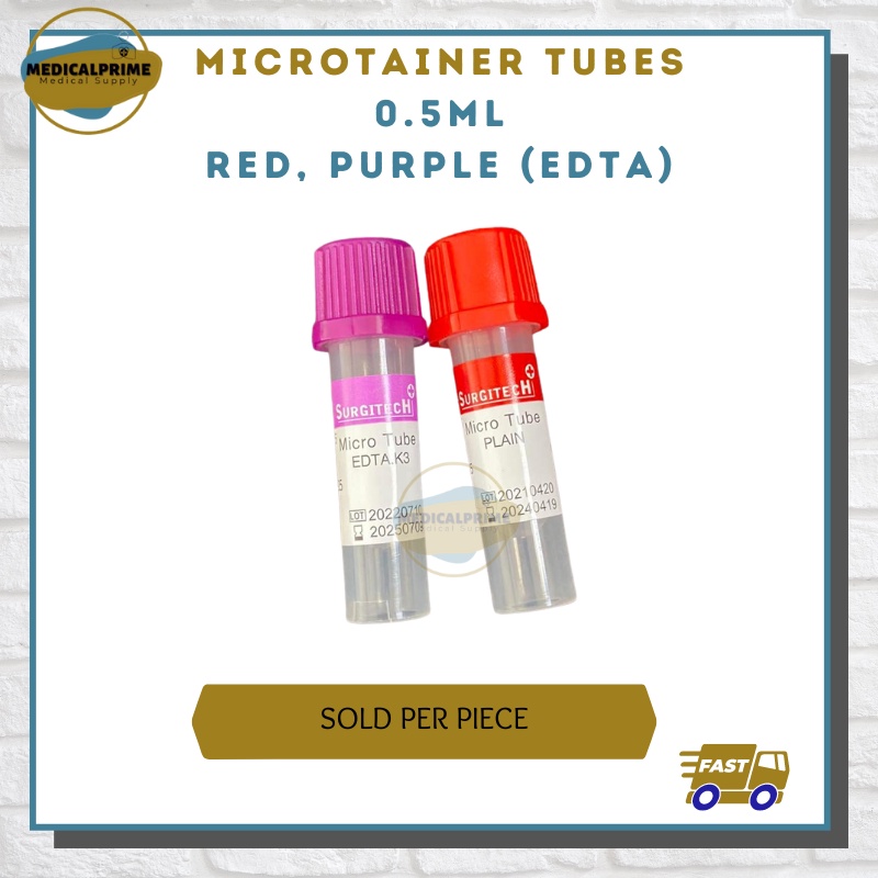 Vacuum Blood Collection Tube (EDTA / RED TOP ) Microtainer 0.5 ml ,100