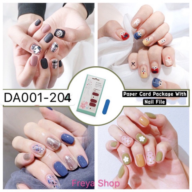 14pcs Nail Sticker Waterproof with Paper Card Package and Nail File ...