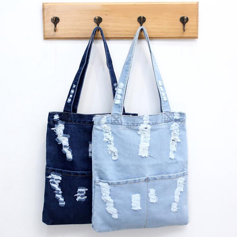large denim tote bag