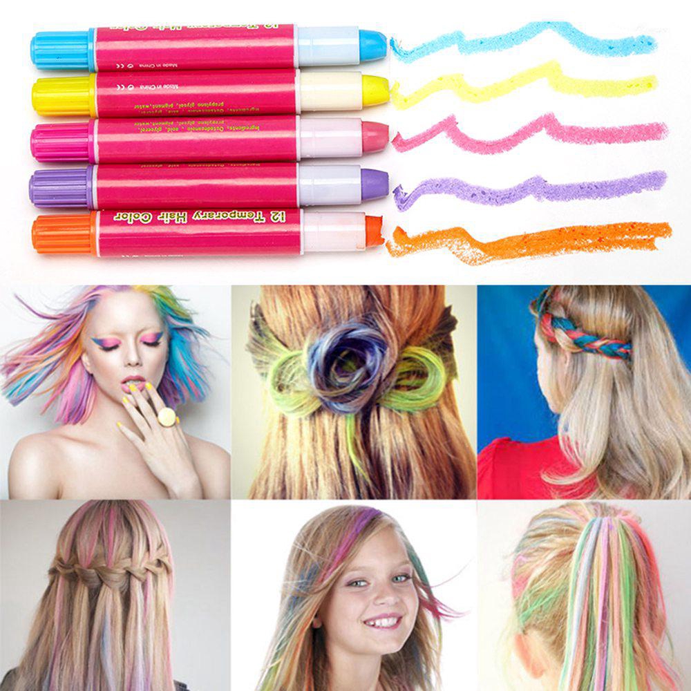 12pcs Diy Temporary Colour Hair Chalk Set Hair Color Pens Shopee