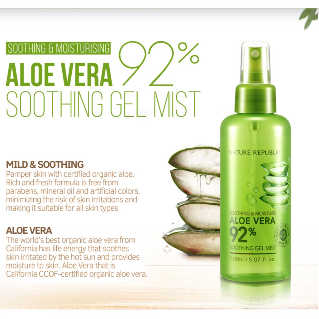 Nature Republic Aloe Vera 92 Soothing Gel Mist Authentic