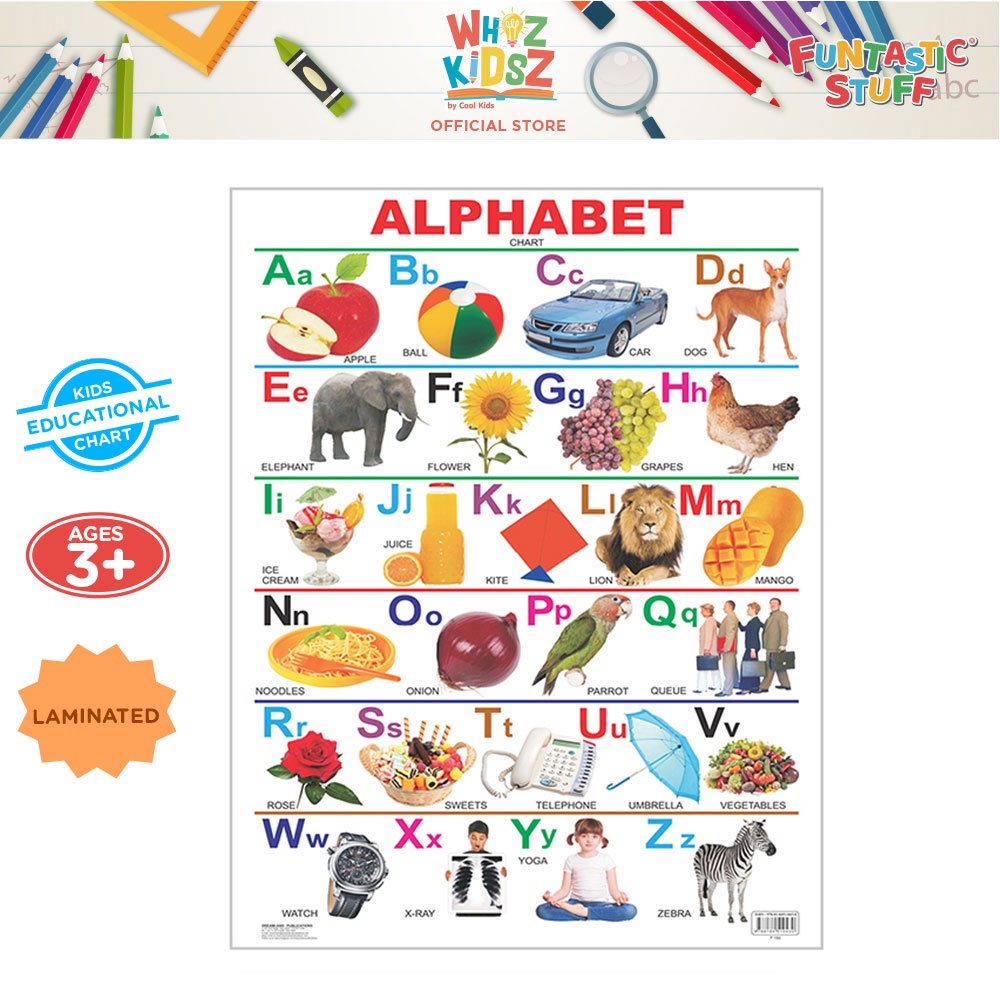 Whiz Kidsz Alphabet Laminated Wall Chart, Educational Chart for Kids ...