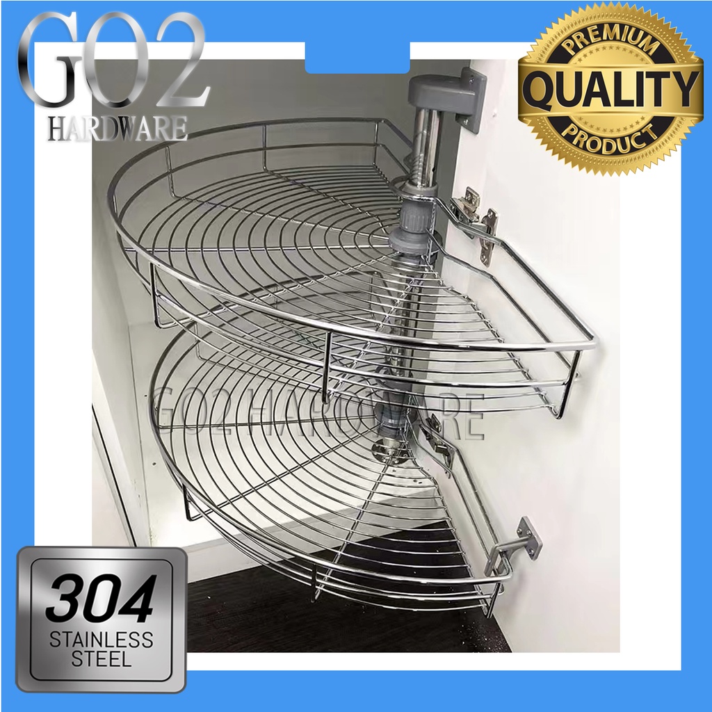304 Stainless Steel Blind Corner 2 Layers Condiments Rack Pullout ...