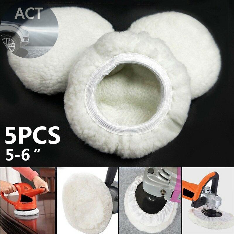 5pcs 56 Inch Polishing Pads Reusable Cars Auto Cleaning White Wool