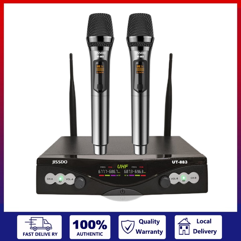 Professional UHF Dual Wireless Microphone System chargeable Handheld