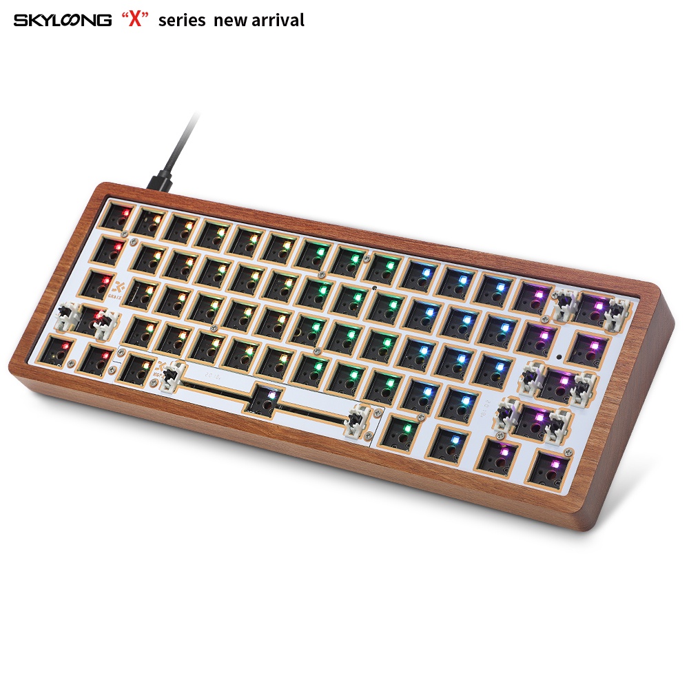 SKYLOONG GK61 GK61X 60 Mechanical Wooden Keyboard Kit Hotswap Keyboard