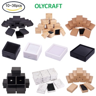 10-36Pcs White/Black Gemstone Display Box/Kraft Jewelry Box Container with Clear Top Lids for Gems Jewelry Packing