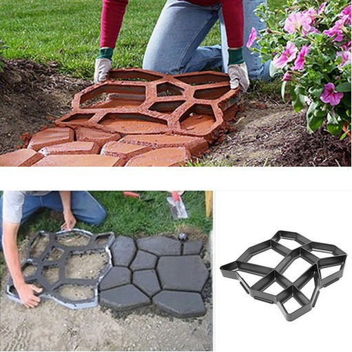 Reusable Concrete Path Maker Molds Stepping Stone Paver Lawn Yard ...