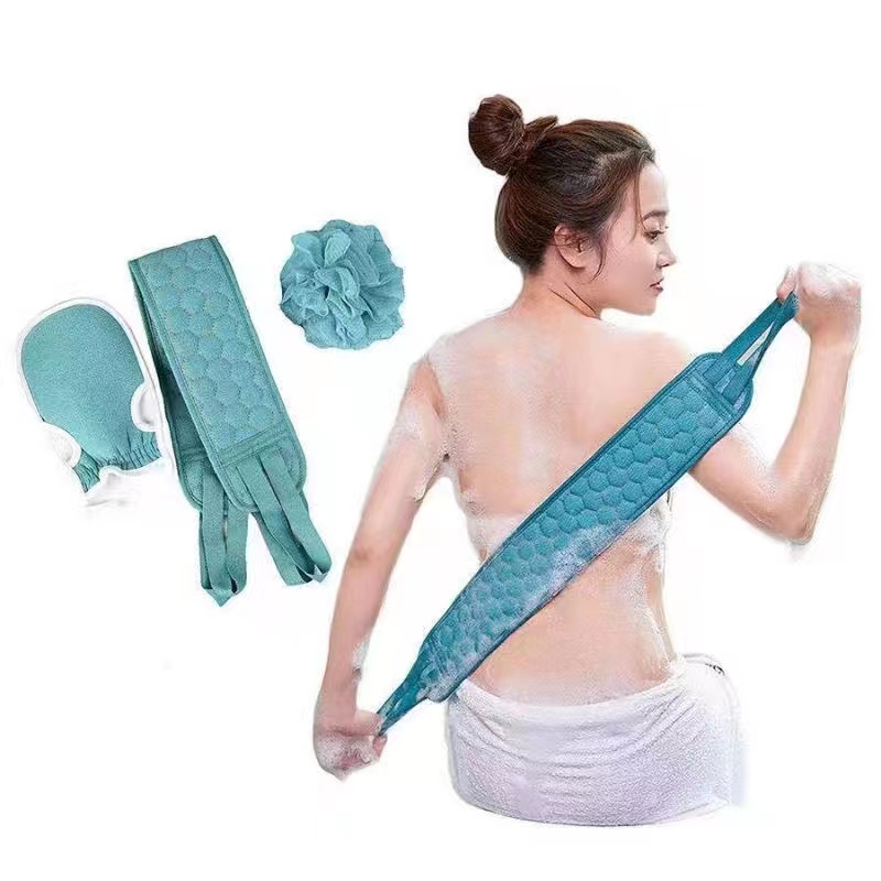 3pcs/Set Exfoliating Loofa Back Strap Scrubber Shower Body Sponge Bath