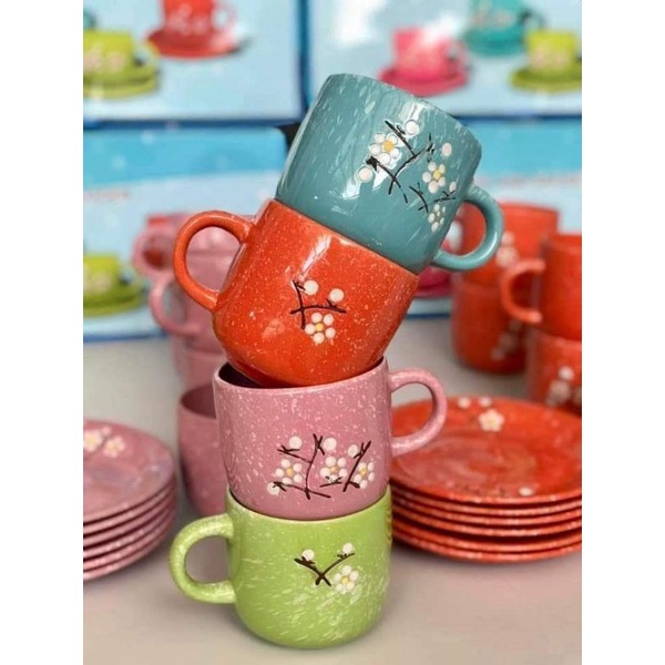 Ceramic Sakura Mug & Saucer Set (1 mug & 1 saucer) Shopee Philippines