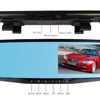 Full HD 4.3 Dual Recording Car DVR Rear View Mirror Dash Cam Video Automatic Dash Cam Car Camera #5