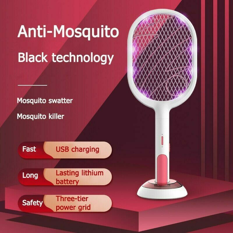 USB Electric Mosquito Swatter Insect Fly Handheld Pest 2.0 Rechargeable X3T4 