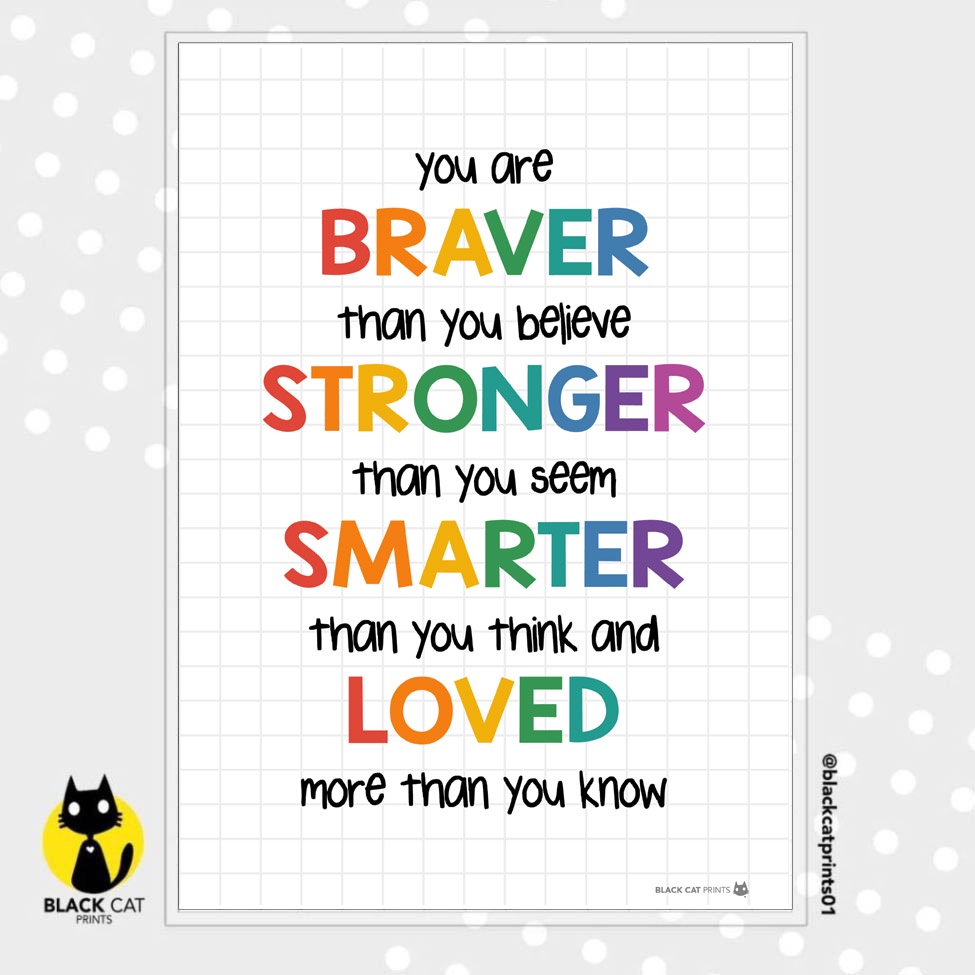 Wall Decor | Inspirational Poster | Braver, Stronger, Smarter, Loved ...