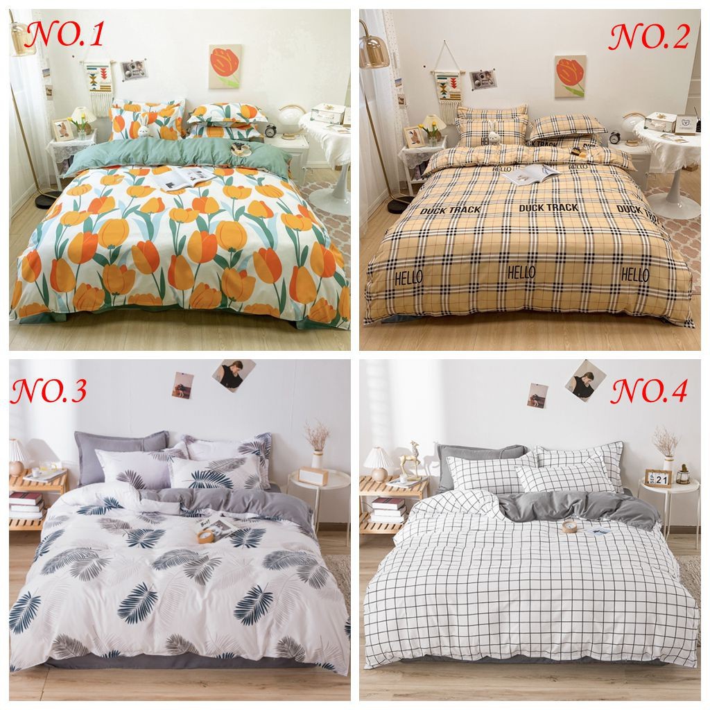 4 in 1 Bedding Set Canadian Cotton Bed Sheet + Pillowcase + Duvet Cover Single Queen King Size