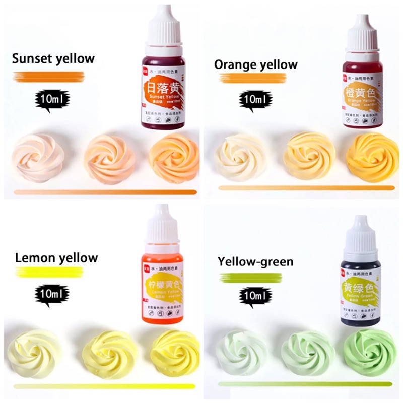 10ml food grade colorant food coloring liquid gel shades of yellow