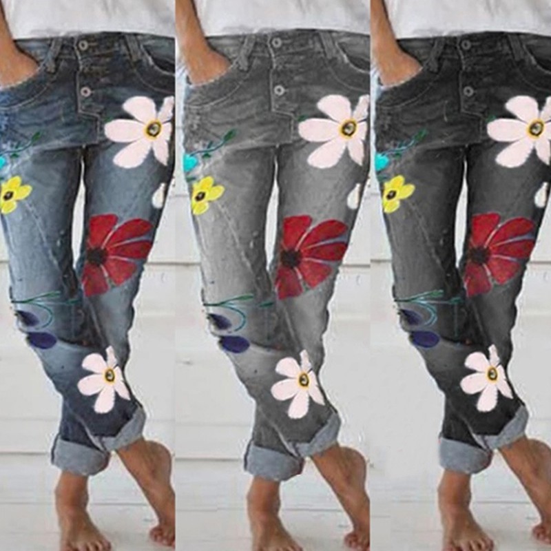 flower print jeans