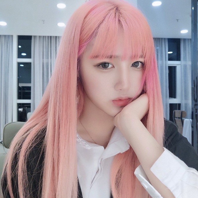 2018 New Korean Popular Girls Air Bangs Long Straight Hair W